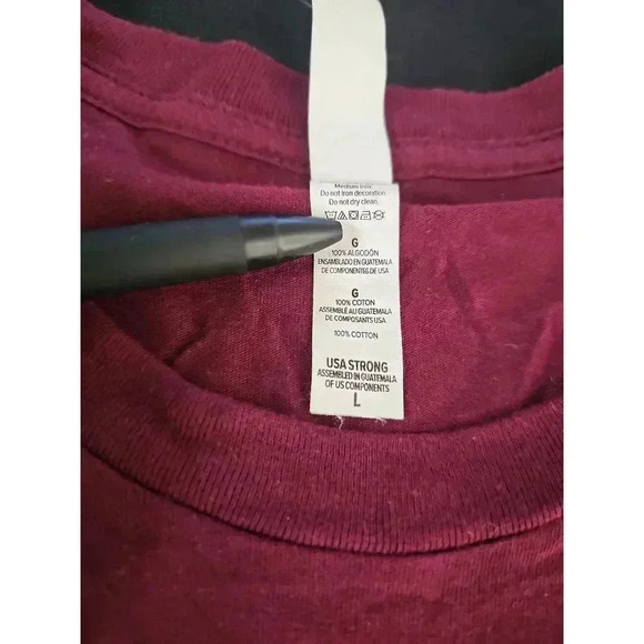 Canvas Maroon Printed Tee Short Sleeve Casual Large - Picture 6 of 7